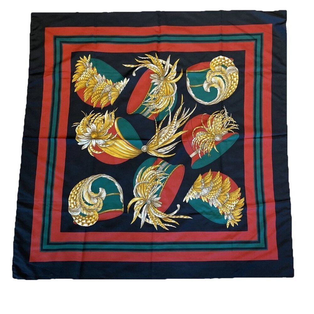 Vintage BETMAR ITALY Hat Fancier Scarf 34X34" Colorful Silky Flapper Art Deco